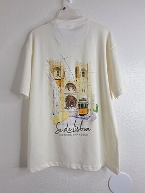 Cactus Man Ricky Singh "Se de Lisbon" Graphic T-Shirt Cream Men's Size Small